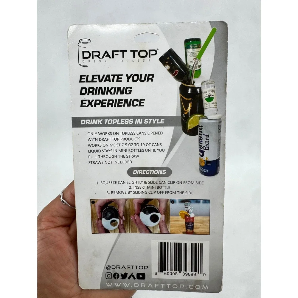 Oenophilia Wine Tags Set and Draft Top Can Clips Bundle White Drink Accessories